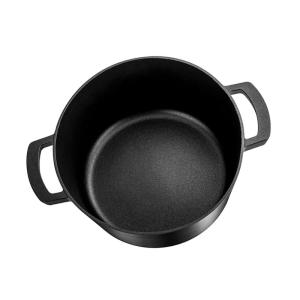 Best 12.3cm Height Black Soup Pot 4L Stock Pot With Tempered Glass Cover wholesale