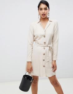 Best custom made fashion beige mini shirt dress with buttons wholesale
