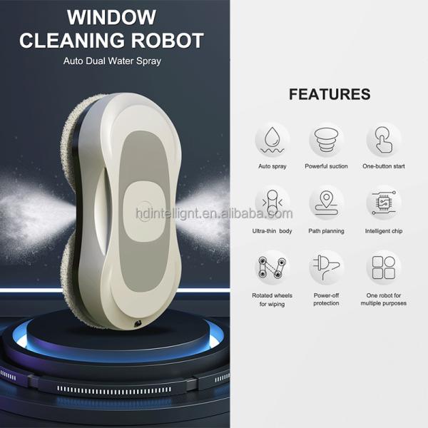 Remote Control/App Brushless Motor Upgrade Dual Water Spray Window Cleaning Robot