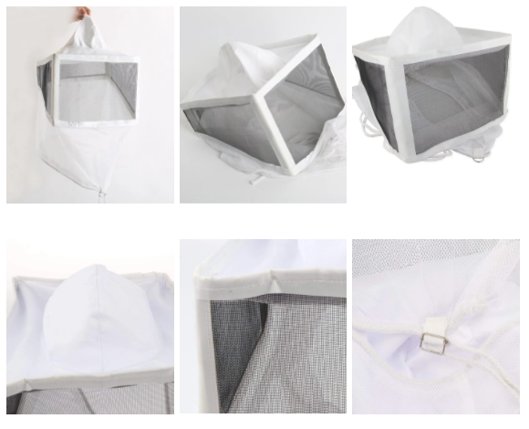 Soft and Solid White Square Bee Veil and Round Hat for Comfortable and Breathable Beekeeping Outfits