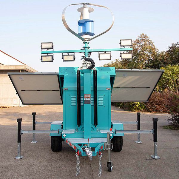 Towable Light Tower Quick Deployment Emergency Light Tower Beam Angle 350° Solar LED Light Tower