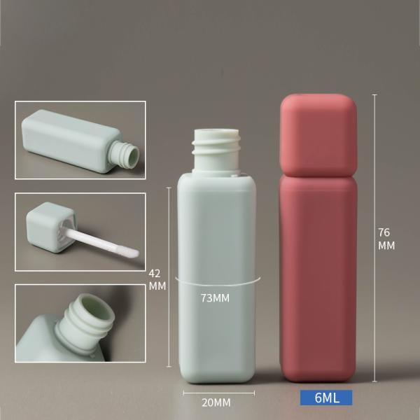 Private Label 6ml Rubber Plastic Empty Lip Gloss Tubes Square 76*20mm