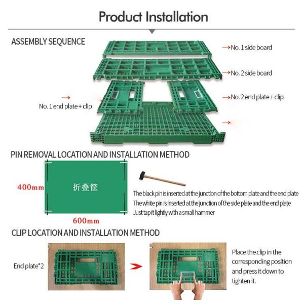 Portable Collapsible Fruit Plastic Crates With Hole Handles