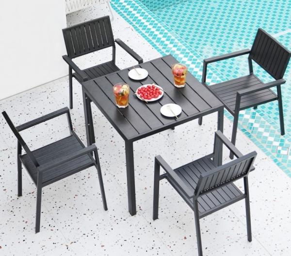 Cheap Tea Break / Coffee Time / Eating Plastic Wood Outdoor Dining Sets for sale