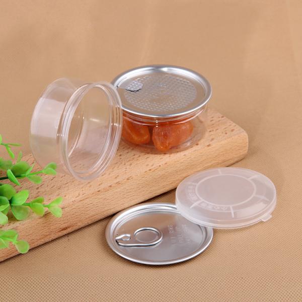 Transparent PET Plastic Storage Jam Packaging Jar With Aluminum Lid