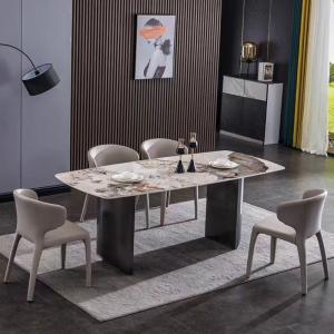 Best Contemporary Marble Table With Metal Legs , Sleek Modern Glass Dining Table wholesale