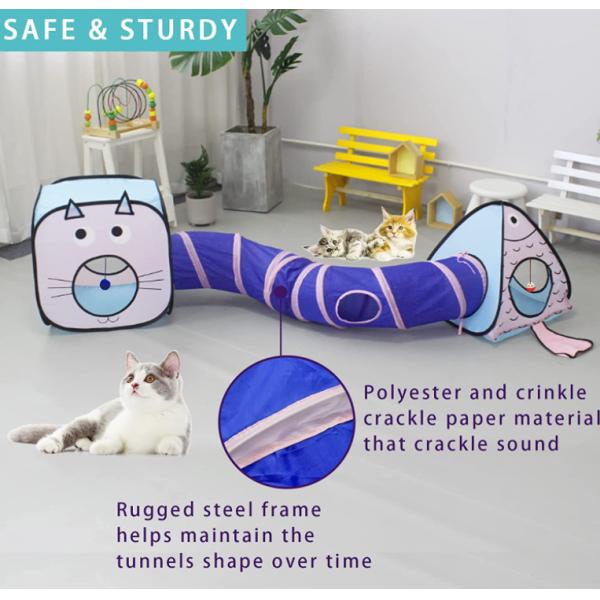 Best Crinkle Paper Collapsible Interactive Pet Cat Tunnels Tubes With Play Ball And Bell For Puppy