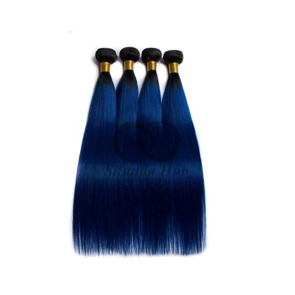 #T1B/Blue Straight Remy Human Hair Bundles Sew In Weave Bundles Brazilian Bundle Deals