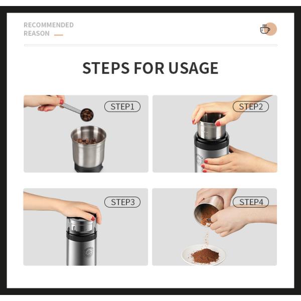 Corn Spice Coffee Bean Grinder Machine Removable Bowl Portable Electric Burr Grinder