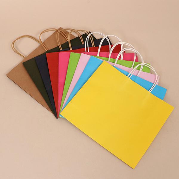 Custom Logo Printing Reusable Kraft Paper Gift Packaging Bag With Handle