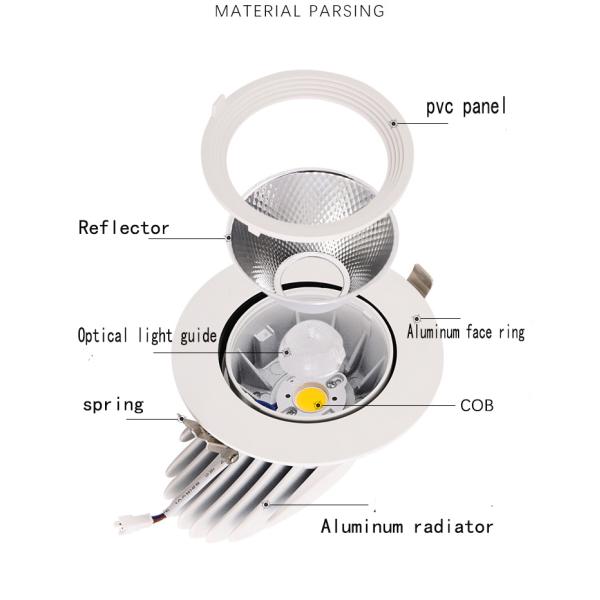 White Adjustable LED Recessed Lighting SCR Dimming 15W 5000K 110mm