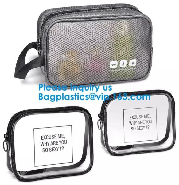 Cheap Fashion Black Shaving Kit Travel Wash Bag Organizer PVC Waterproof Portable Gym Hanging Toiletry Bag for men for sale