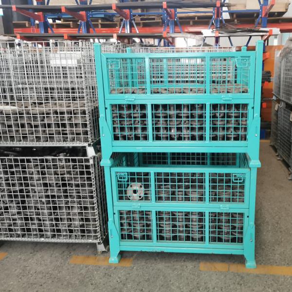 Grid Material Metal Pallet Crate Folding Mesh Container Customized
