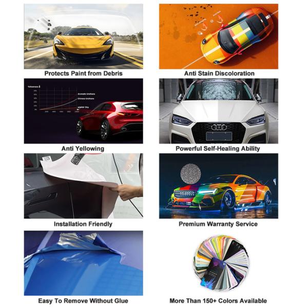 TPU Color Change PPF Gloss Black Wrap 190-240 Micron UV Resistance For Car Body Paint Protection Film