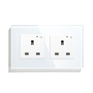 China Double Frame Smart Wifi Socket Plug 13A Uk 3 Pin Mini Socket Tuya Voice Control on sale