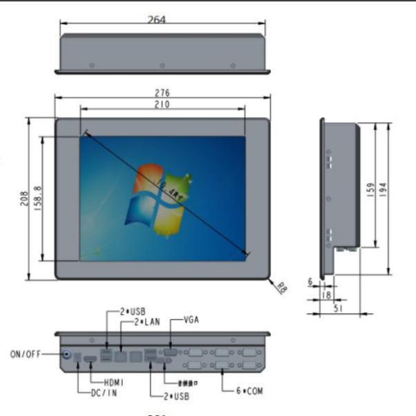 10.4 Inch IP65 Open Frame Touch Monitor Waterproof LCD Display J1900 LCD 1920x768