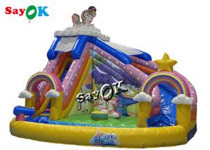 China Unicorn Themed Inflatable Bounce House Slide With Ball Pit Pool on sale