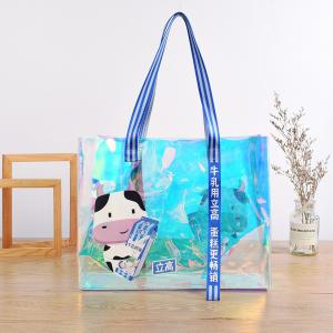 Best Blue Pvc Clear Tote Bag 12x6x12 Foldable Custom Printed Logo wholesale