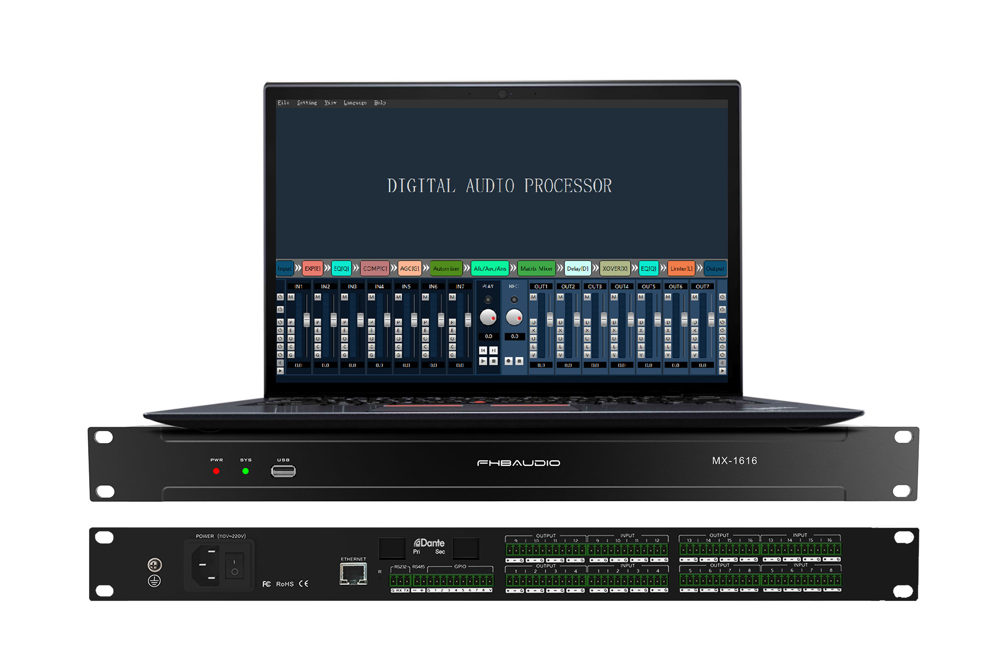 RS232 RS485 DSP Audio Processor 8CH Digital Audio Signal Processor With Camera Tracking