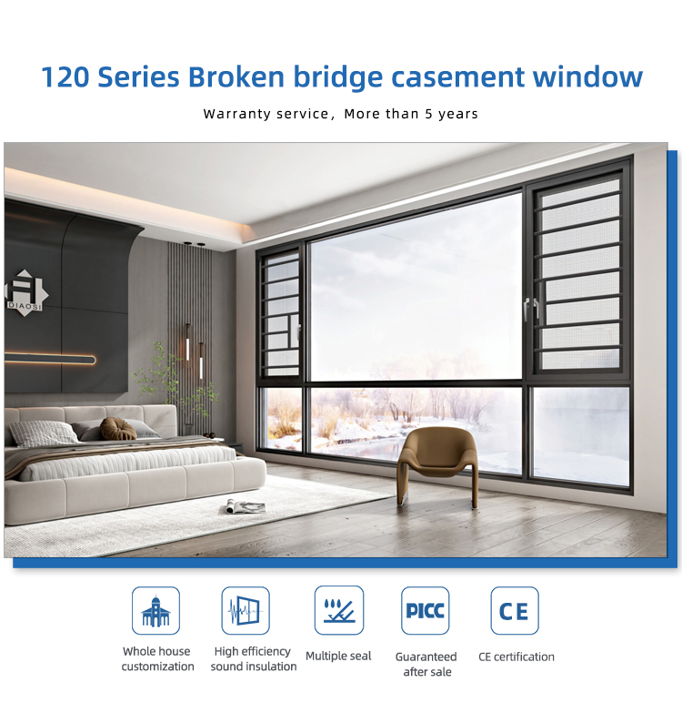Replacement Heat Insulation Glass Roof Aluminium Frame Glass Casement Window