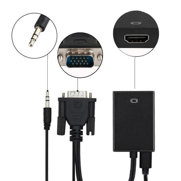 Cheap 3.5mm Audio Output Smart Consumer Electronics 1080P VGA Male To HDMI Female Adapter Converter Cable for sale