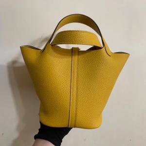 China Hermes Branded Ladies Handbag Jaune Ambre Picotin Lock PM Clemence Leather Soleil on sale