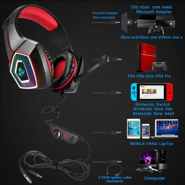 PC Stereo 2.2m 117dB LED Gaming Headsets With Microphone