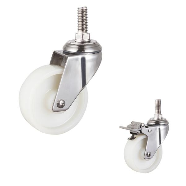 Solid 4 Inch Wheel Threaded Stem Rotating Trolley Wheels