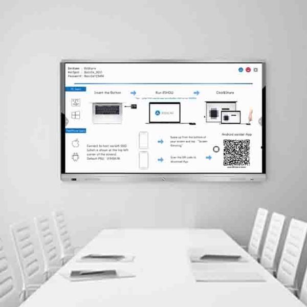 110 inch Interactive Whiteboard Smart Interactive Flat Panel 4K UHD Panel With Android and Windows Dual System