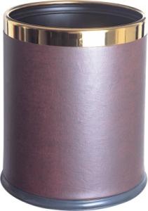 China Dark Brown Hotel Room Dustbin 230*H270mm Double Layers Leather on sale