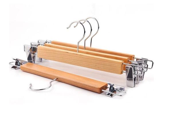 Cheap Length 300 Bulk Wooden Skirt Retail Clothes Hangers Recyclable For Retail Store for sale