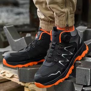 Best Orange Microfiber Men's Safety Boots Steel Toe Kevlar Midsole Anti-smashing Work Boots wholesale
