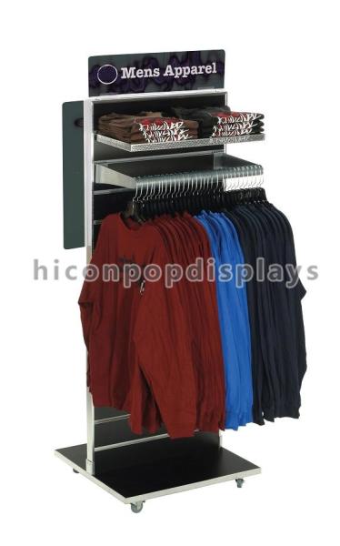 Cheap Retail Clothing Store Fixtures Rotating Floor Display Stand Double Sided for sale