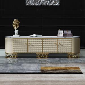Best Bone Inlay Stainless Steel TV Stand Cabinet White 2 Drawers wholesale