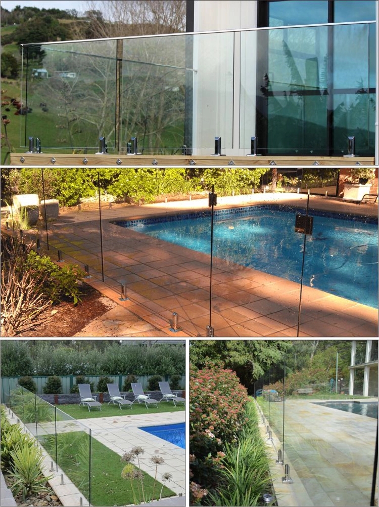 Swimming Pool Frameless Glass Pool Fence Spigots 304 Stainless Steel ASTM Standard