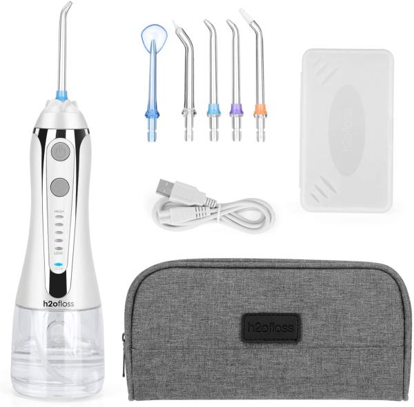 Cheap IPX7 Rechargeable 300ml Cordless Portable Electric Water Flosser Teeth Cleaning Dental Irrigator Oral Water Flosser H2ofloss for sale