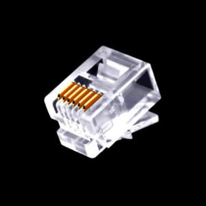 China Cat3 6P6C RJ11 Connector Plug Accessories Nickel Shield Plating on sale