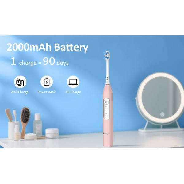 Slim Electric Toothbrush Adults Rechargeable 3 Brushing Modes 2 Minute Timer Black White Travel Battery Replacement