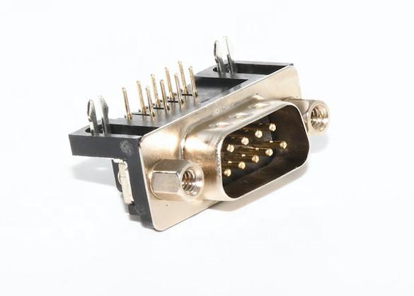 Cheap DR 90° D-SUB 9P Small Electrical Connectors Male To PCB For RS232 Extension Cable for sale