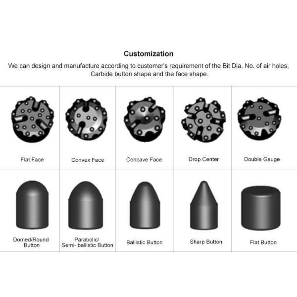 High Speed DTH Drill Threaded Drill Bit T51 4 Inch DTH Button Bits with ISO 9001 2000 Certification and JIS Standard