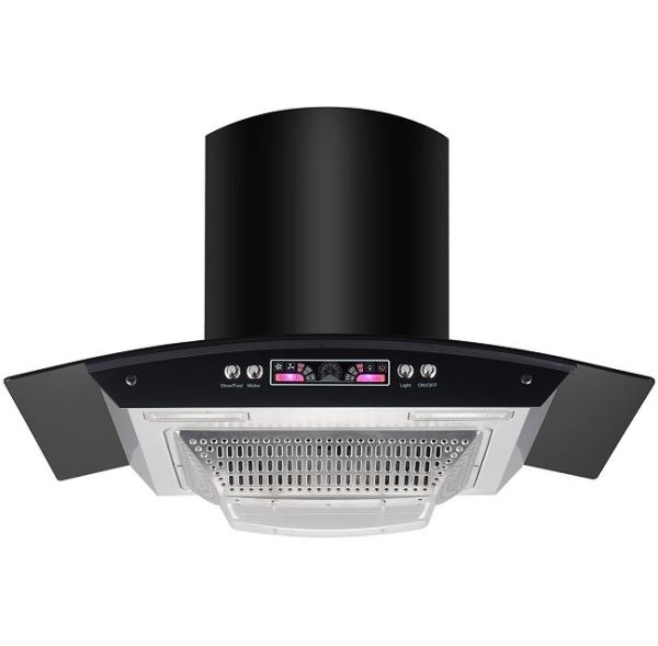 Cheap Electric Arc Glass Chimney Hood Stainless Steel Housing App Controlled Kitchen Range Hood for sale
