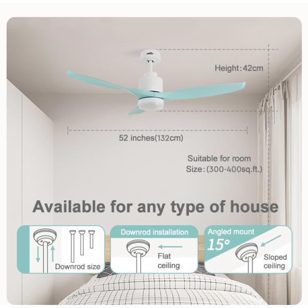 52 " Low Energy Saving Silent Ceiling Fan With Remote ABS Plastic Blades
