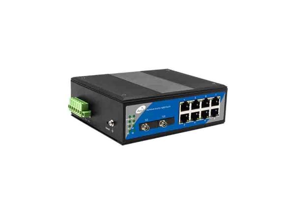 Cheap Industrial Cascading Ethernet Fiber Switch 8 10/100Mbps Ethernet and 2 Gigabit Optical Ports for sale