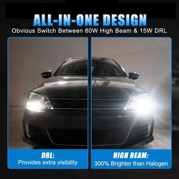H15 LED Headlight Built-in Decoder Plug and Play Silent Cooling 3800LM IP67 12V