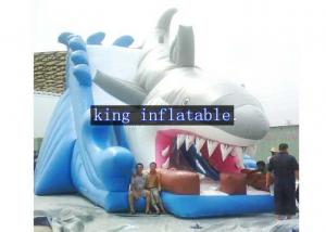 Best Penetrating White / Grey Shark Inflatable Trill Dry Slide Single Lane By Plato PVC wholesale