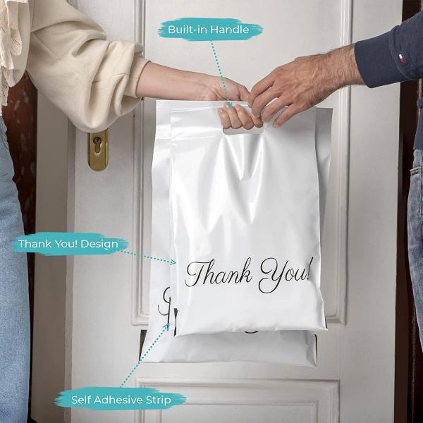 Wholesale Shipping Poly Mailer Plastic Black Packaging Courier Thank You Poly Mailer Bags Custom Mailer Mailing Bags With Handle