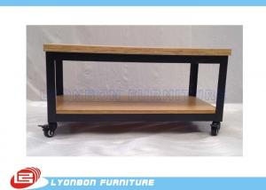 Best Custom Mobile Retail Display Tables / Desk Black Metal Display Table With Casters wholesale