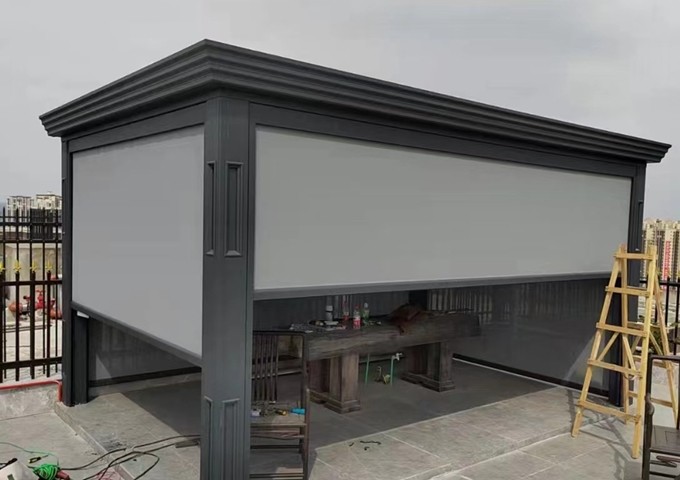Motor Remote Control Automatic Roof Shutter Pergola Canopy Aluminum Louver Roof Sun Shade Metal Terrace Gazebo