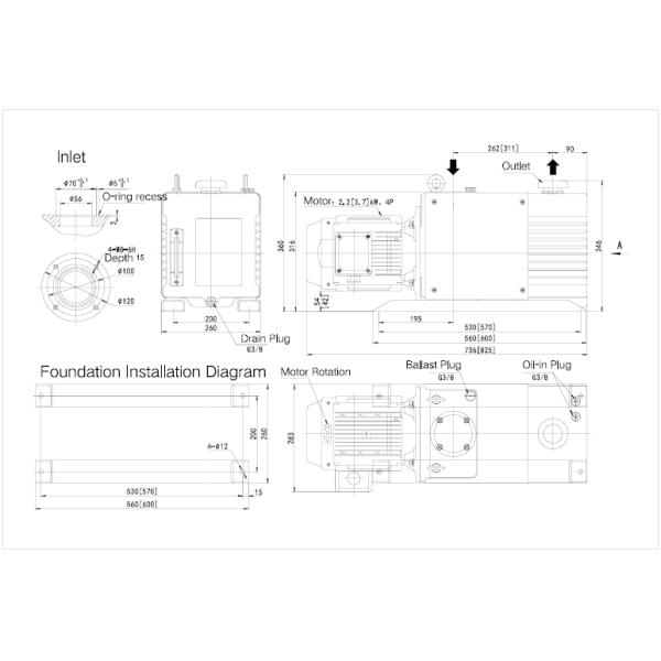 0.5 Pa Ultimate Vacuum Mechanical Vacuum Pump / Oil Rotary Vacuum Pump For Laboratory