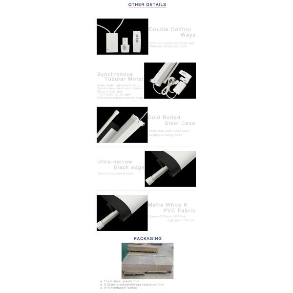 120 Inch Motorized Projector Screen Wall Mount With RF Remote Control